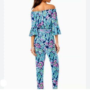 Lilly Pulitzer Calla Jumpsuit in High Tide Navy Pineapple Paradise